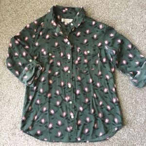 LOFT Modern Floral Button Down Size S